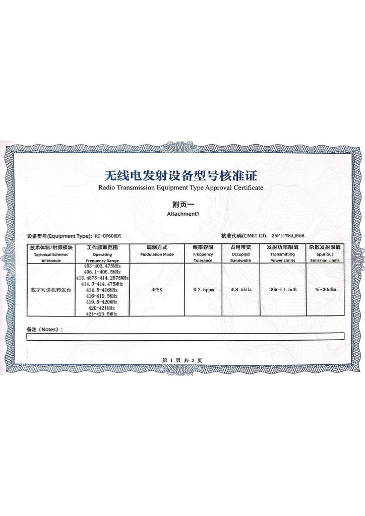 RC-OF600DY  UHF核准证-02