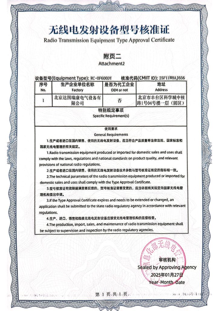 RC-OF600DY  UHF核准证-04